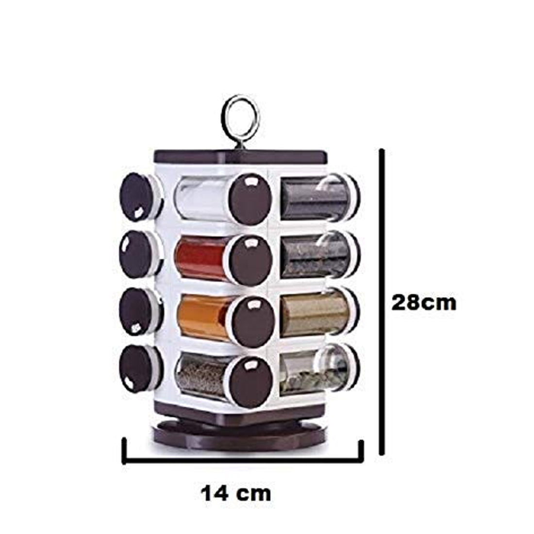 Ganesh Revolving Spice Rack Set with 16 Dispensers (100ml, Plastic)