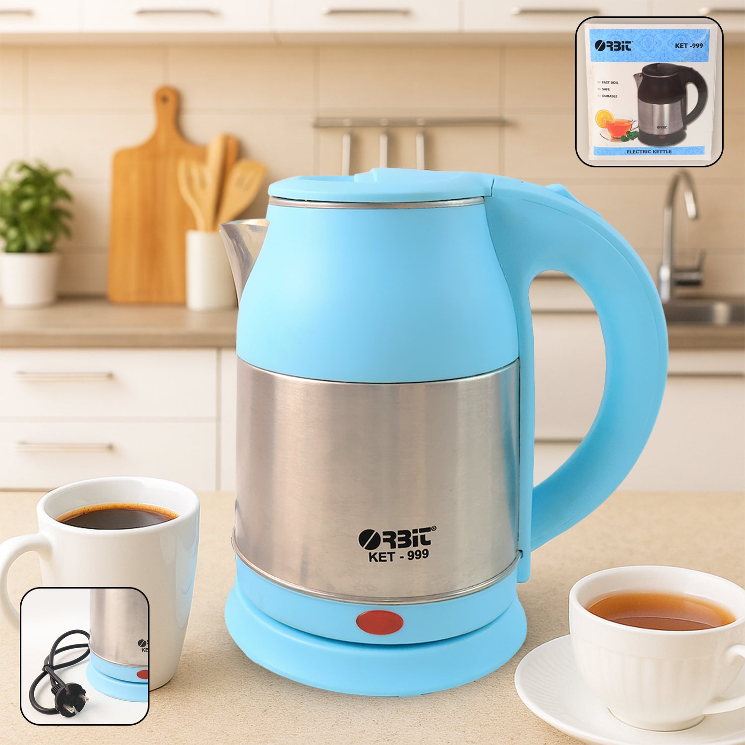 Orbit Electric Kettle – Stainless Steel, 2L Capacity (1 Pc)