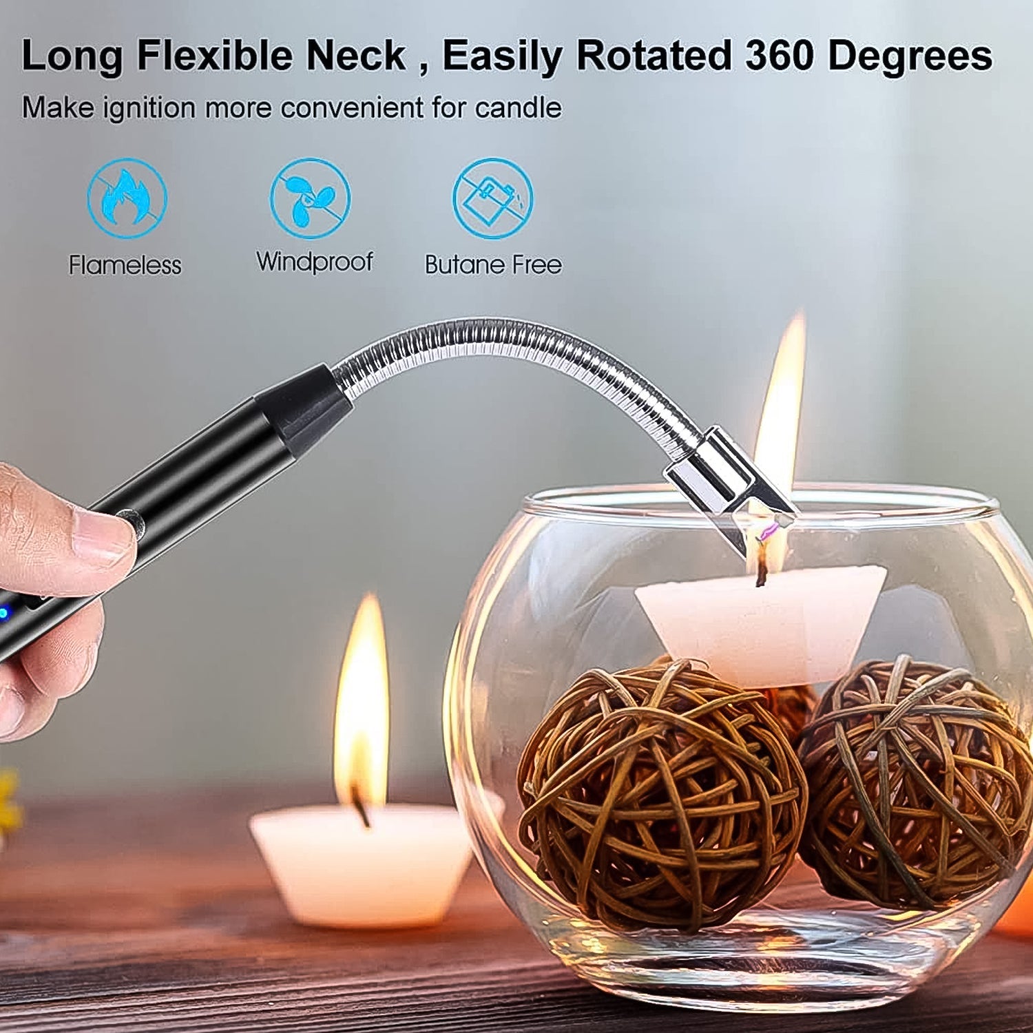 USB Rechargeable Flexible Electric Arc Lighter – Windproof & Flameless