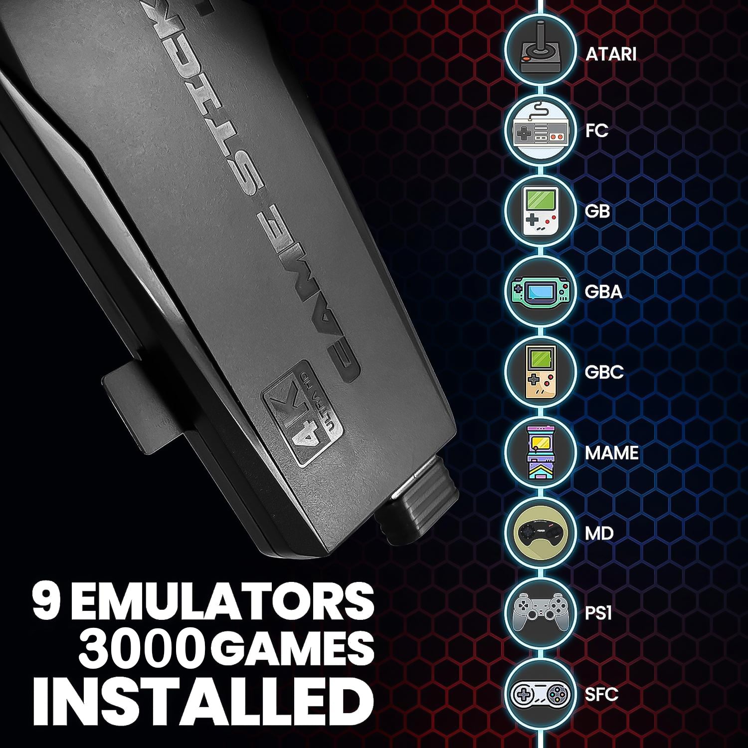 Wireless Game Controller with 10000+ Games & 64GB Card – 4K HD, 2.4GHz