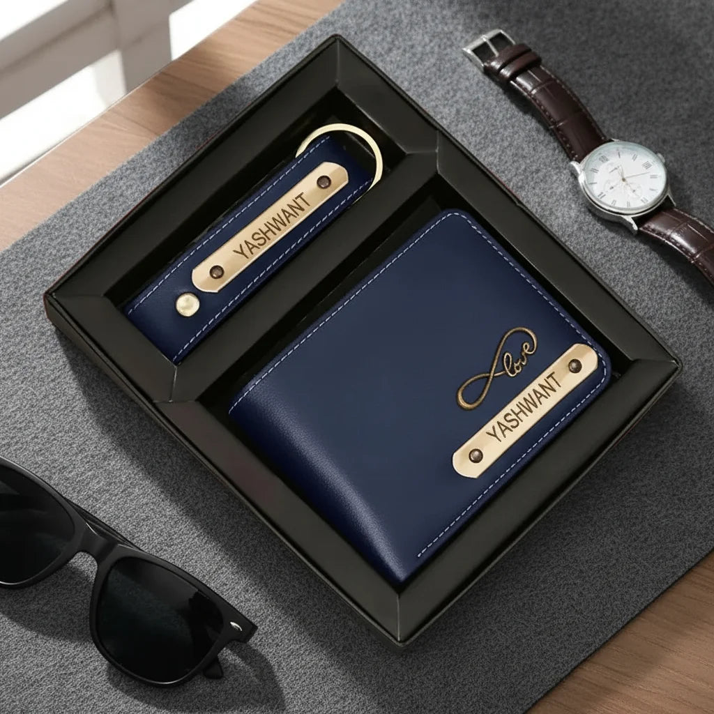Personalized Wallet & Keychain Combo for Men – Perfect Gift for Him