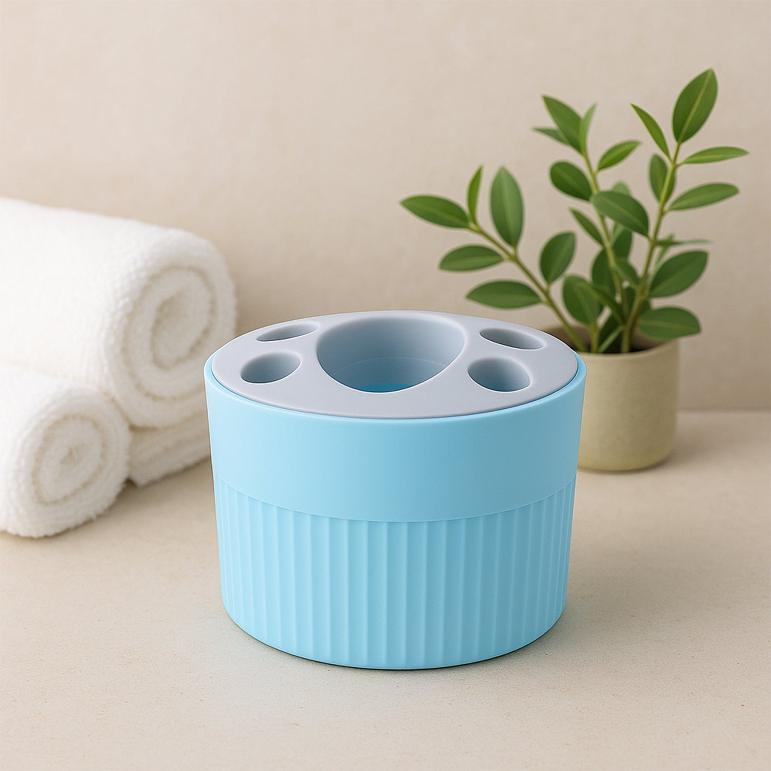 Multipurpose Bathroom Toothbrush & Utility Holder Stand with Slots (1 Pc)