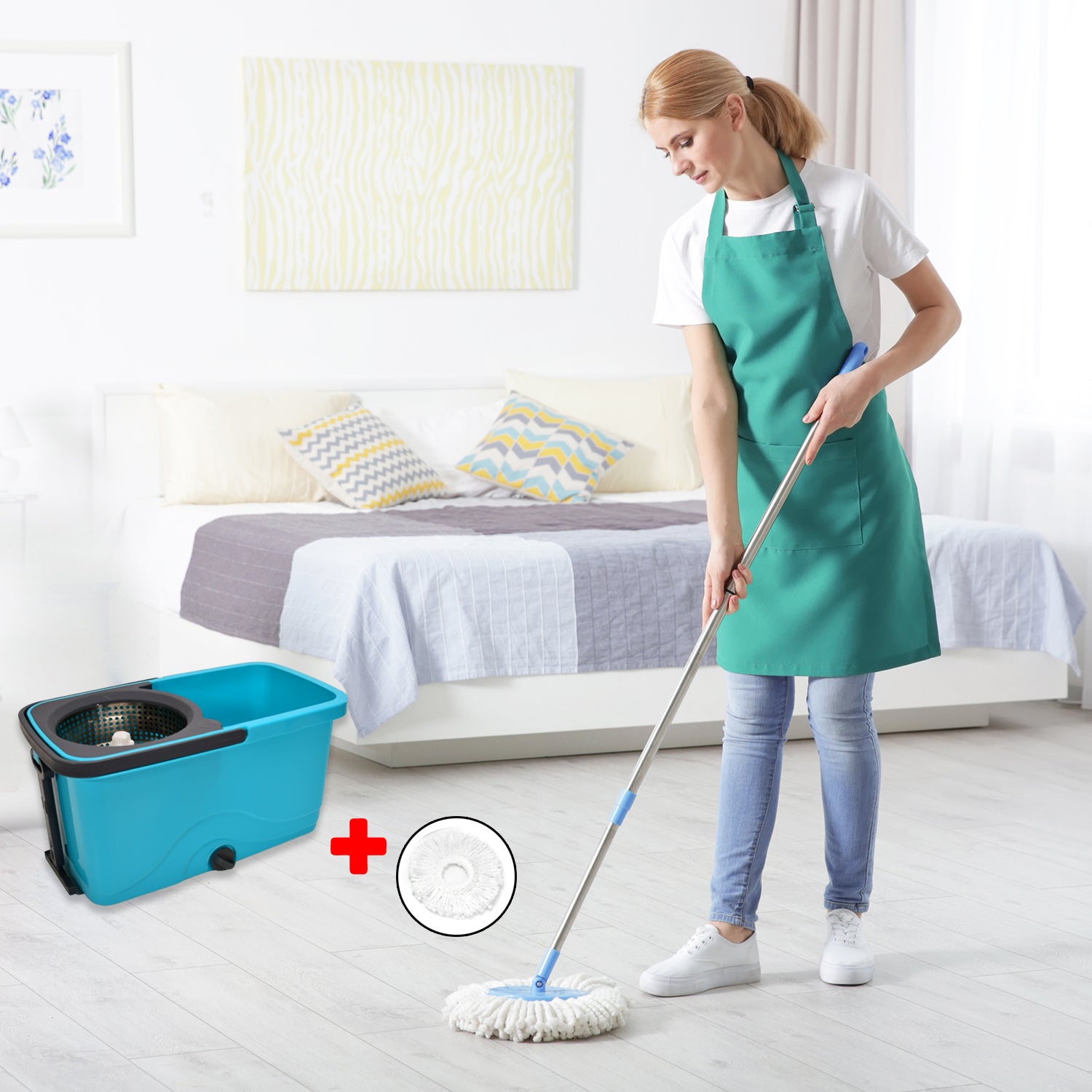 Quick Spin Mop with Plastic Bucket – Easy-Wheel Floor Cleaner