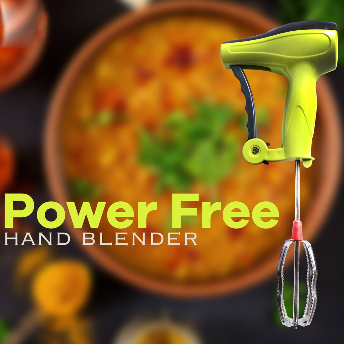 Power-Free Manual Hand Blender – Stainless Steel Blades, Mixer