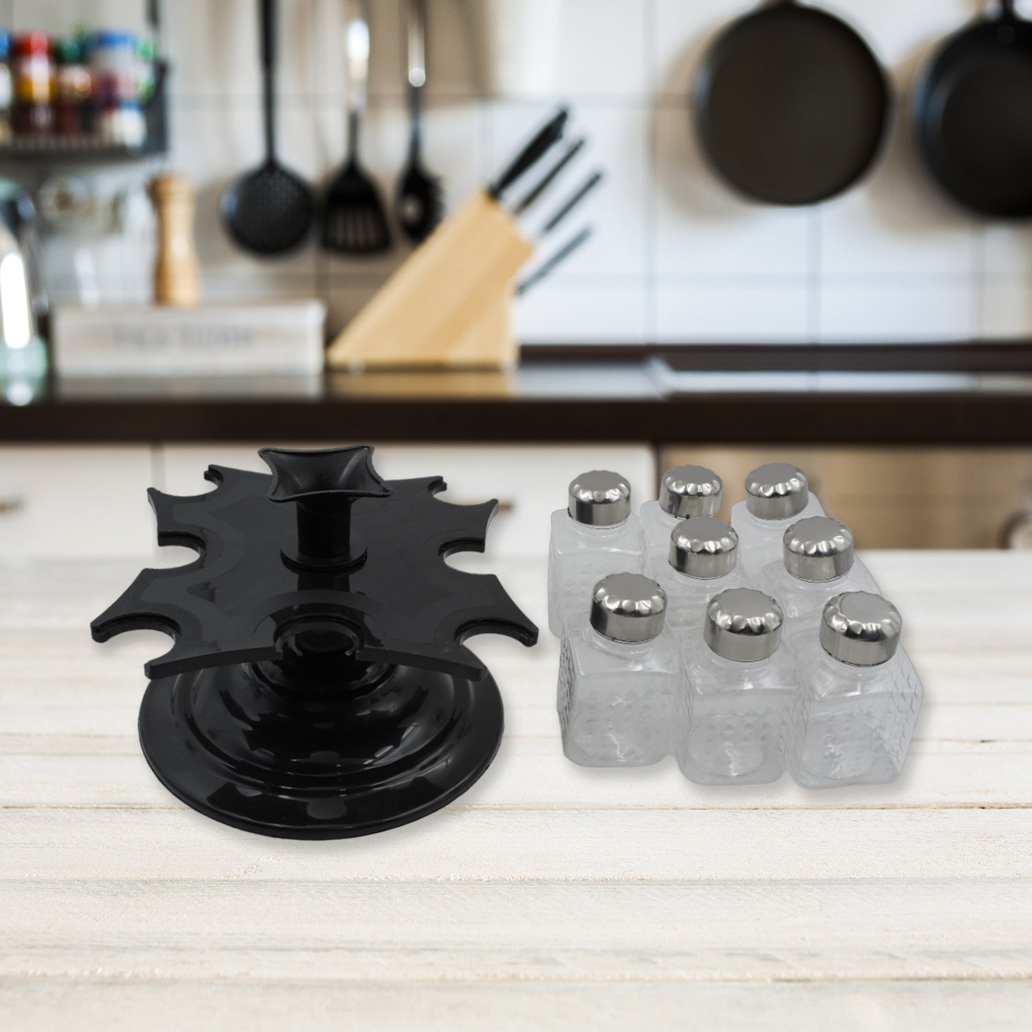 360° Revolving Spice Rack Set with 8 Square Containers