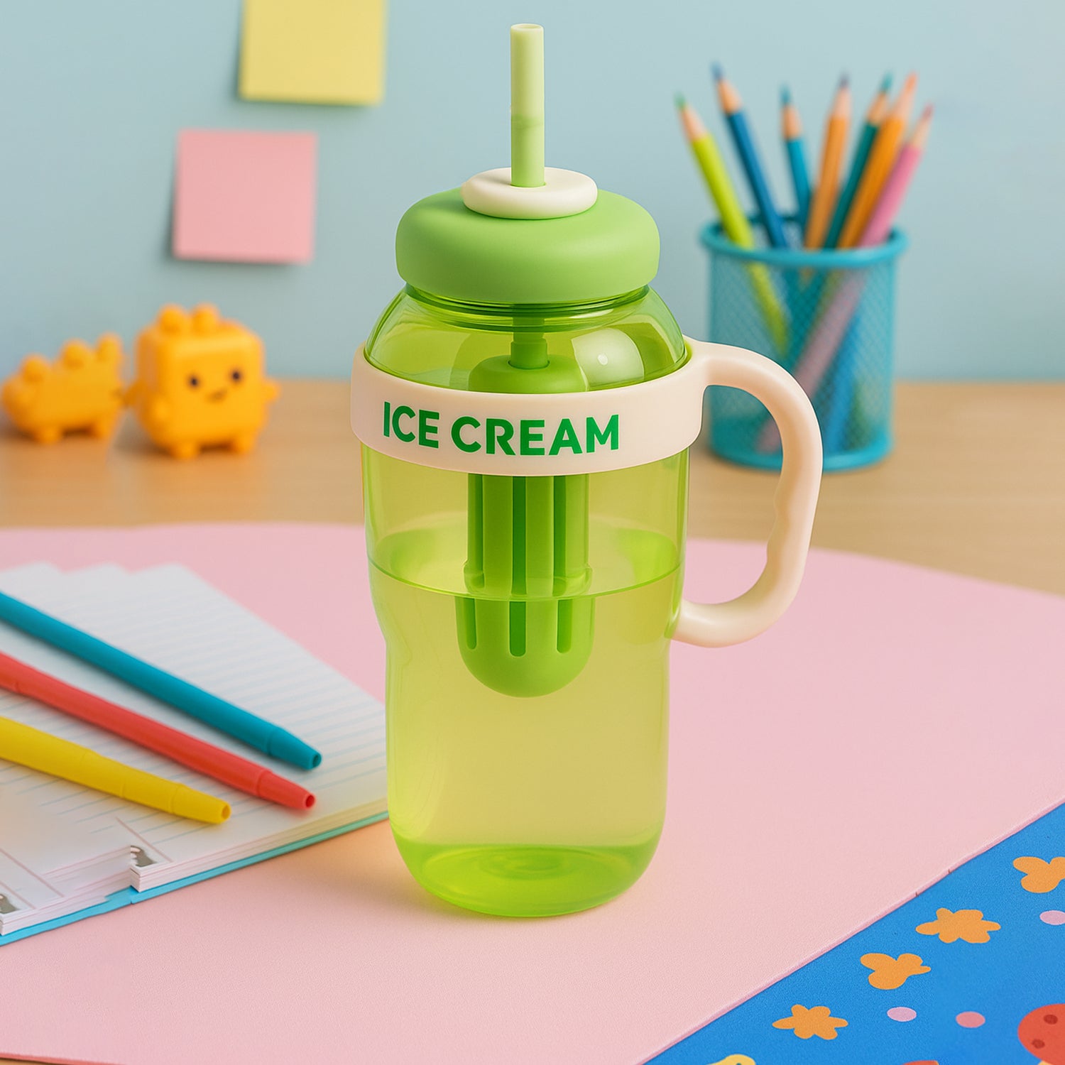 1300ml Large Ice Cream Water Bottle with Straw & Fruit Infuser