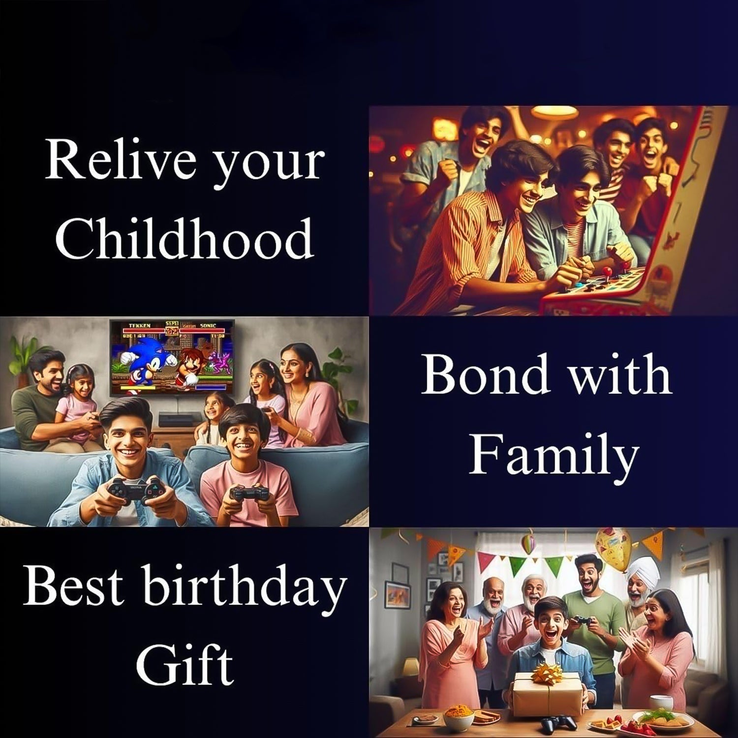 Wireless Game Controller with 10000+ Games & 64GB Card – 4K HD, 2.4GHz