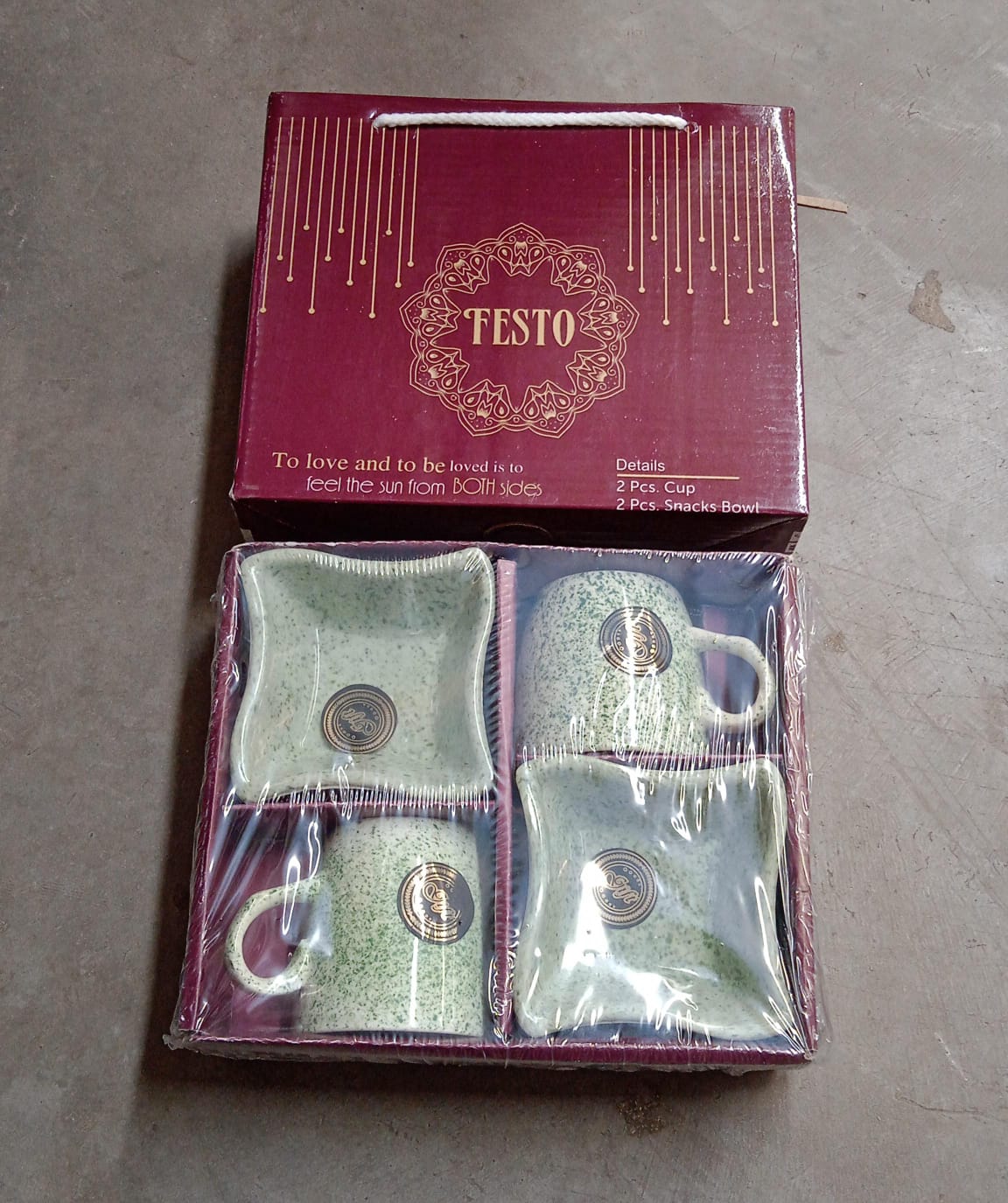 Festo Ceramic Tea & Coffee Mug Set with Serving Bowl (4 Pcs)