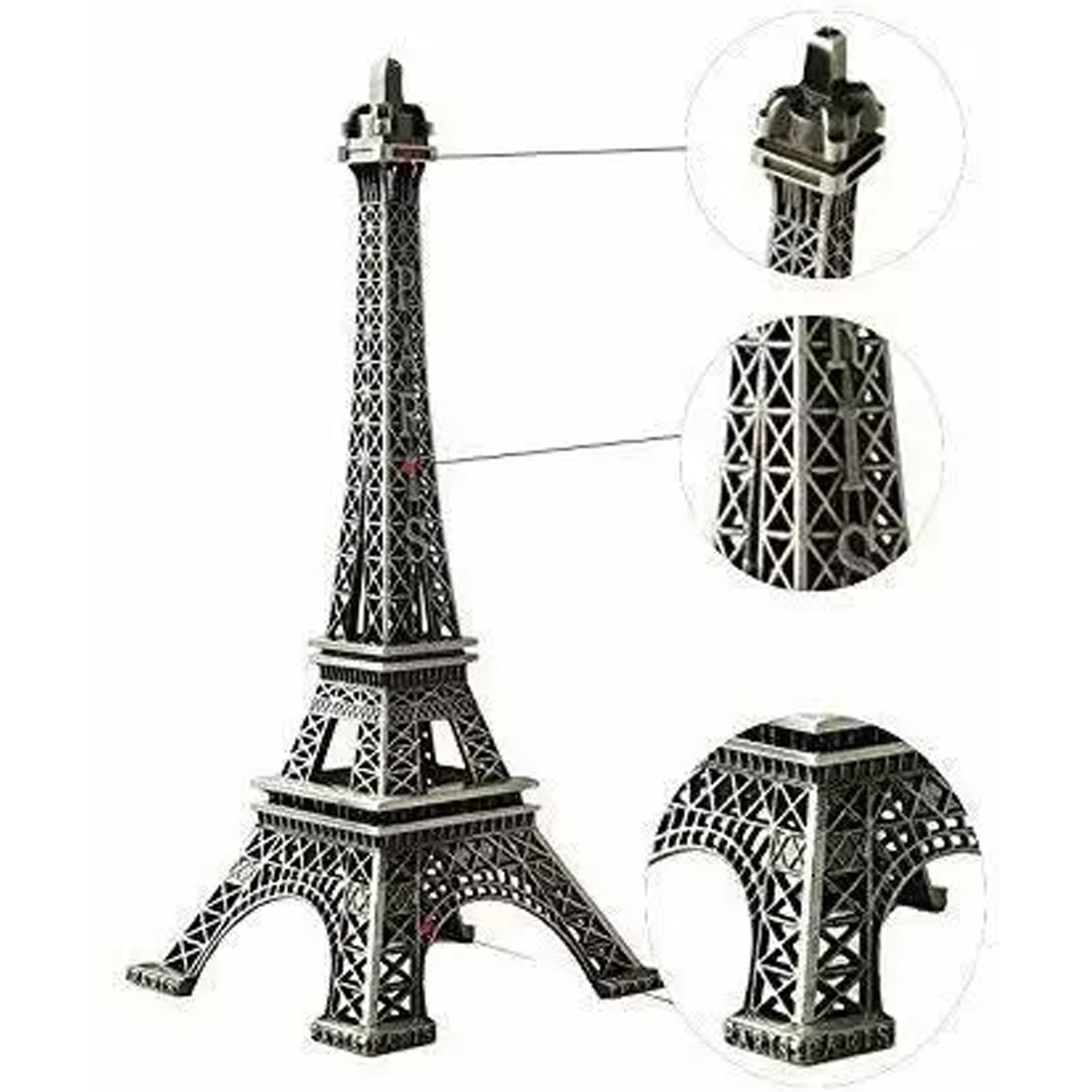 Antique 3D Metal Eiffel Tower Statue - Paris Landmark Decor for Office