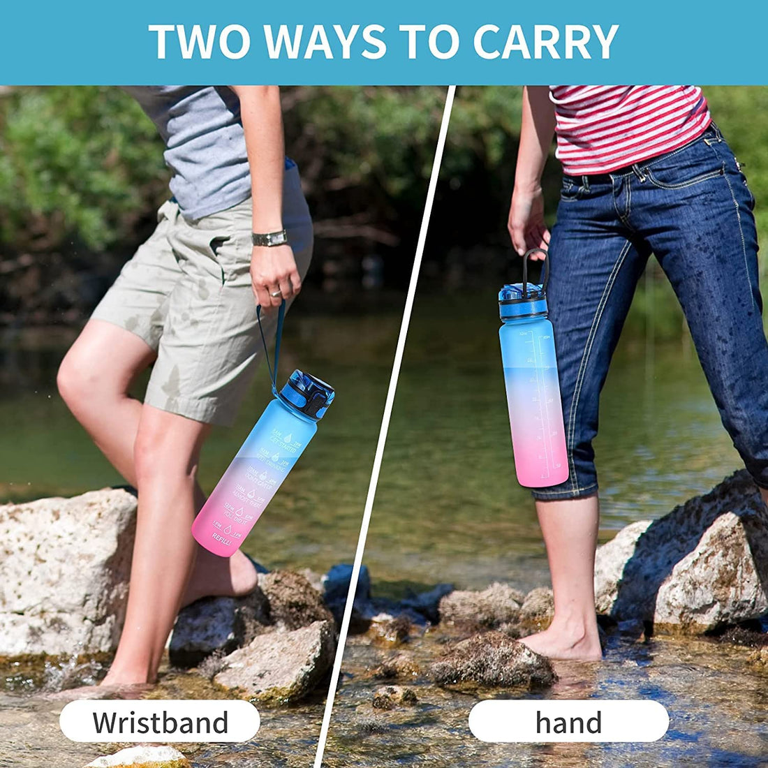 Motivational Water Bottle with Straw & Time Marker – BPA-Free