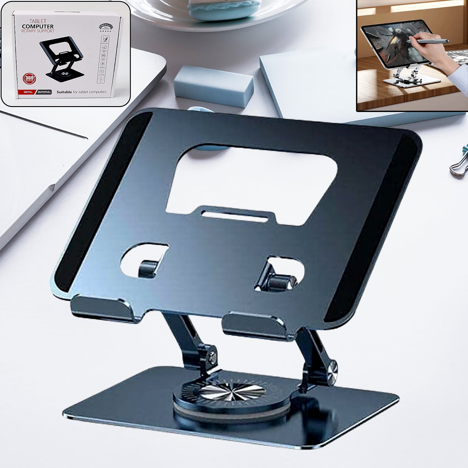 360° Rotating Aluminum Laptop Stand – Adjustable & Foldable