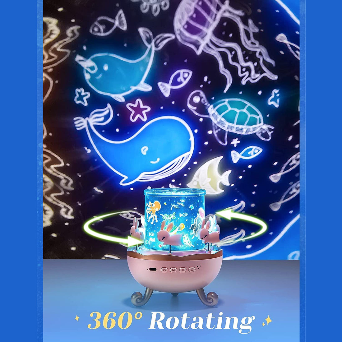 Bunny Carousel Rotating LED Night Light – Soft Glow for Kids' Room