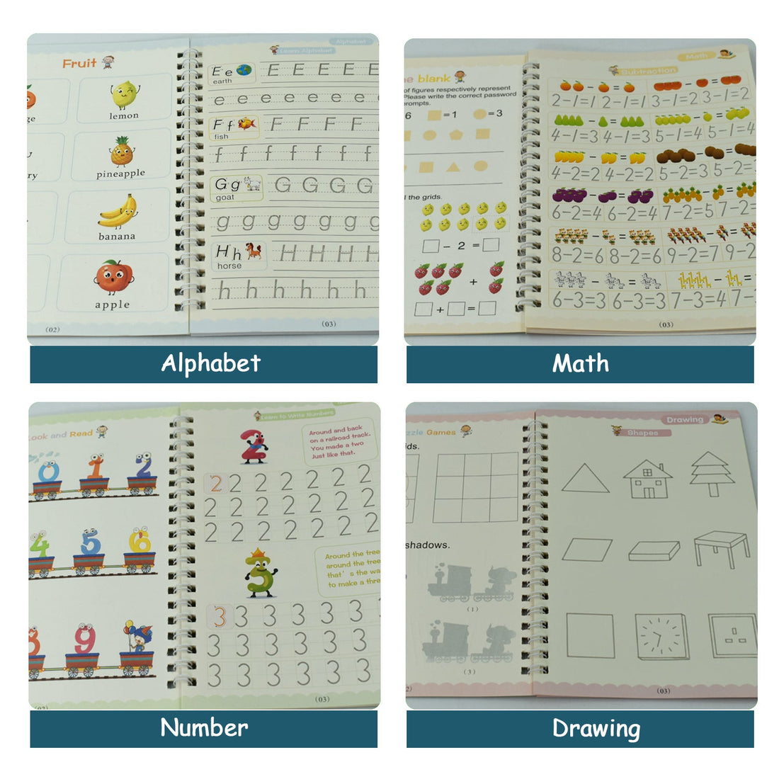 4-Piece Magic Copybook Set – For Kids & Adults, Ideal for Writing Notes