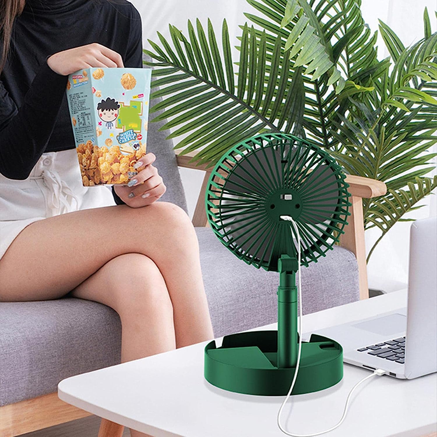 Telescopic Electric Desktop Fan – Adjustable, Foldable & Portable