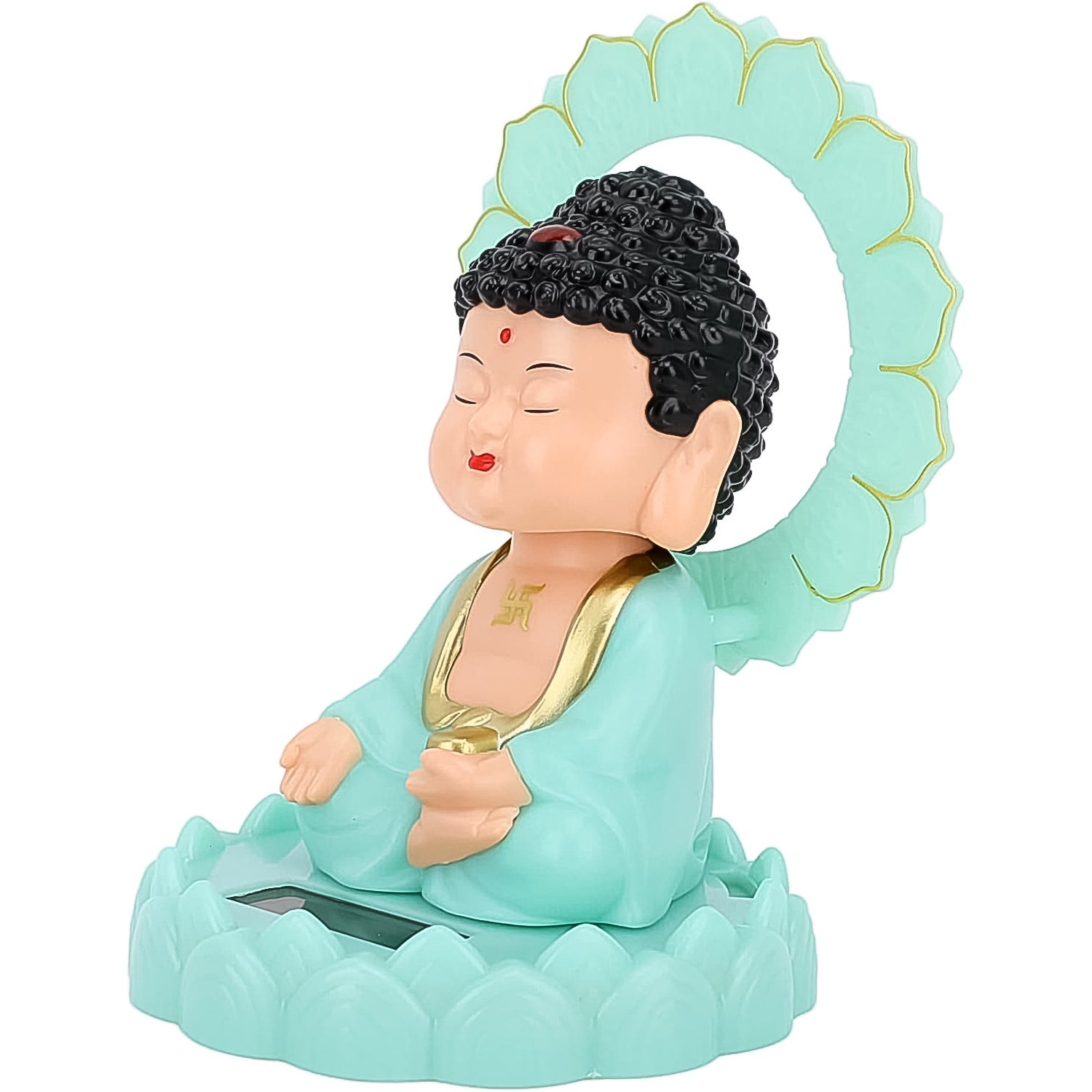 Solar Powered Buddha Statue – Moving Head Plastic Decor (1 Pc)