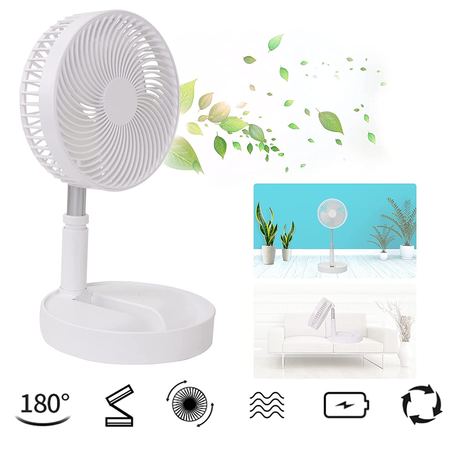 Telescopic Foldable Desktop Fan – Height Adjustable, Silent & Portable