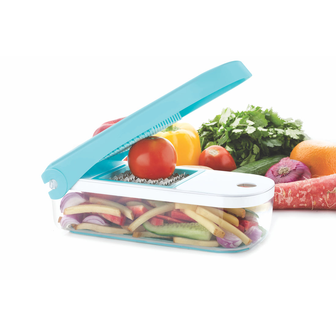 Ganesh 7-in-1 Plastic Vegetable Dicer – Blue Multi-Function Cutter