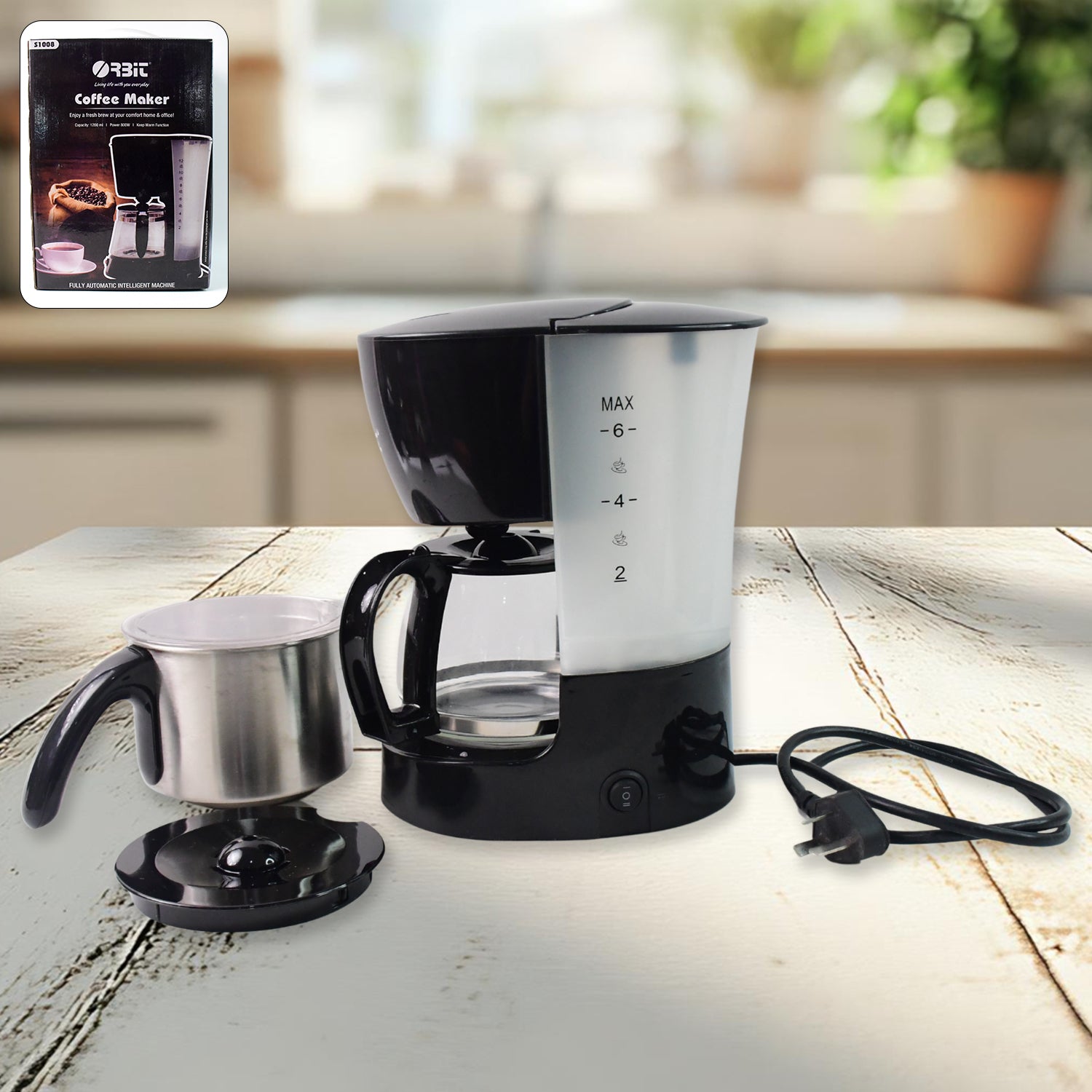 Orbit 800W Drip Coffee Maker – 1200ml Automatic Brewer