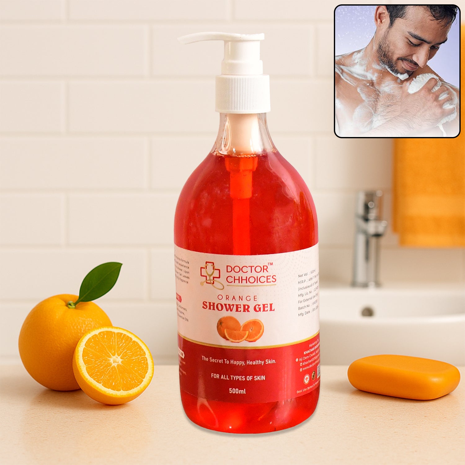 Doctor Choices Orange Shower Gel – Refreshing 500ml (1 Pc)