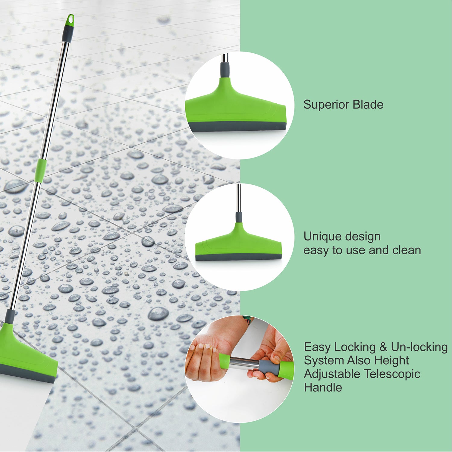 Adjustable Stainless Steel Bathroom Floor Wiper – Easy Clean Rod