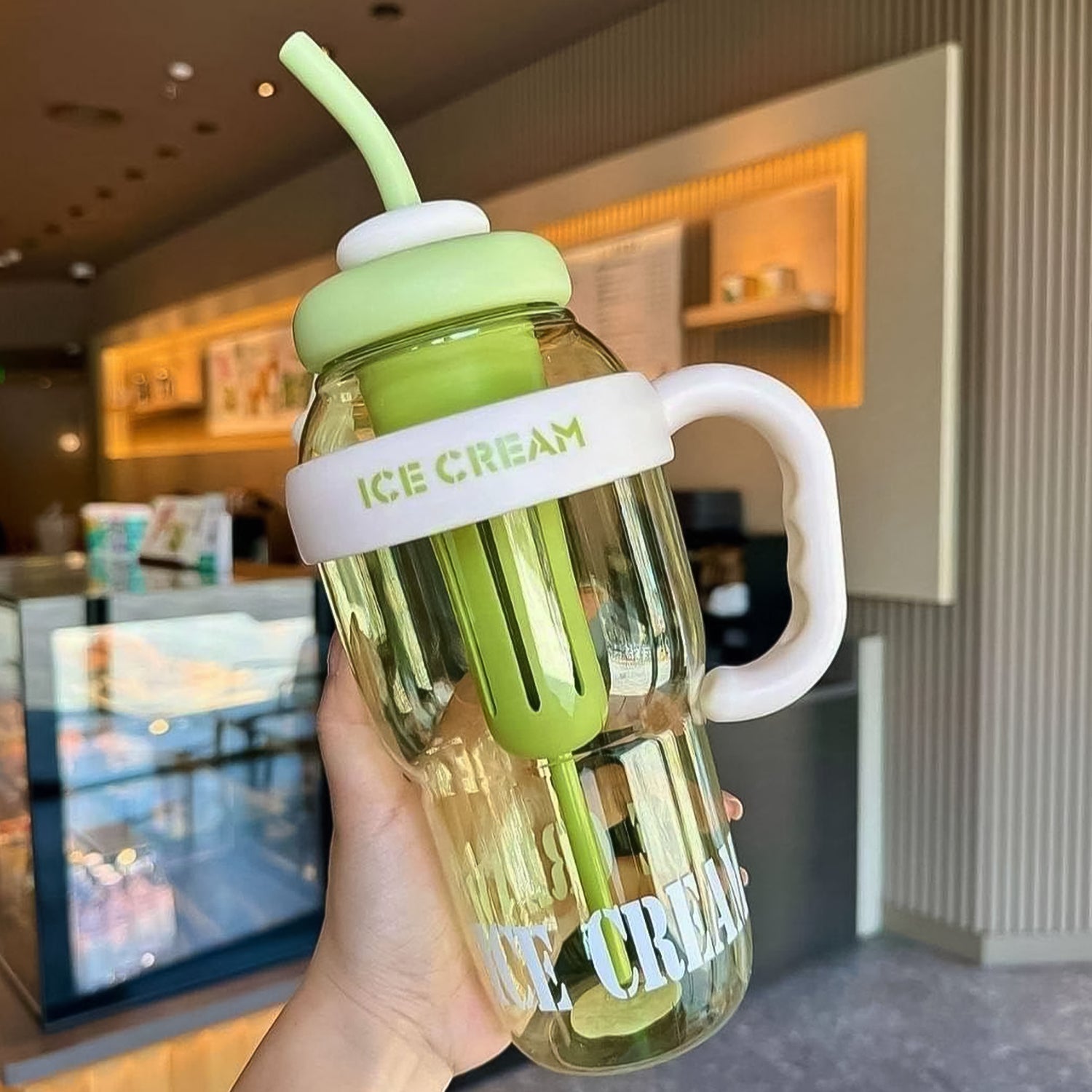 1300ml Large Ice Cream Water Bottle with Straw & Fruit Infuser