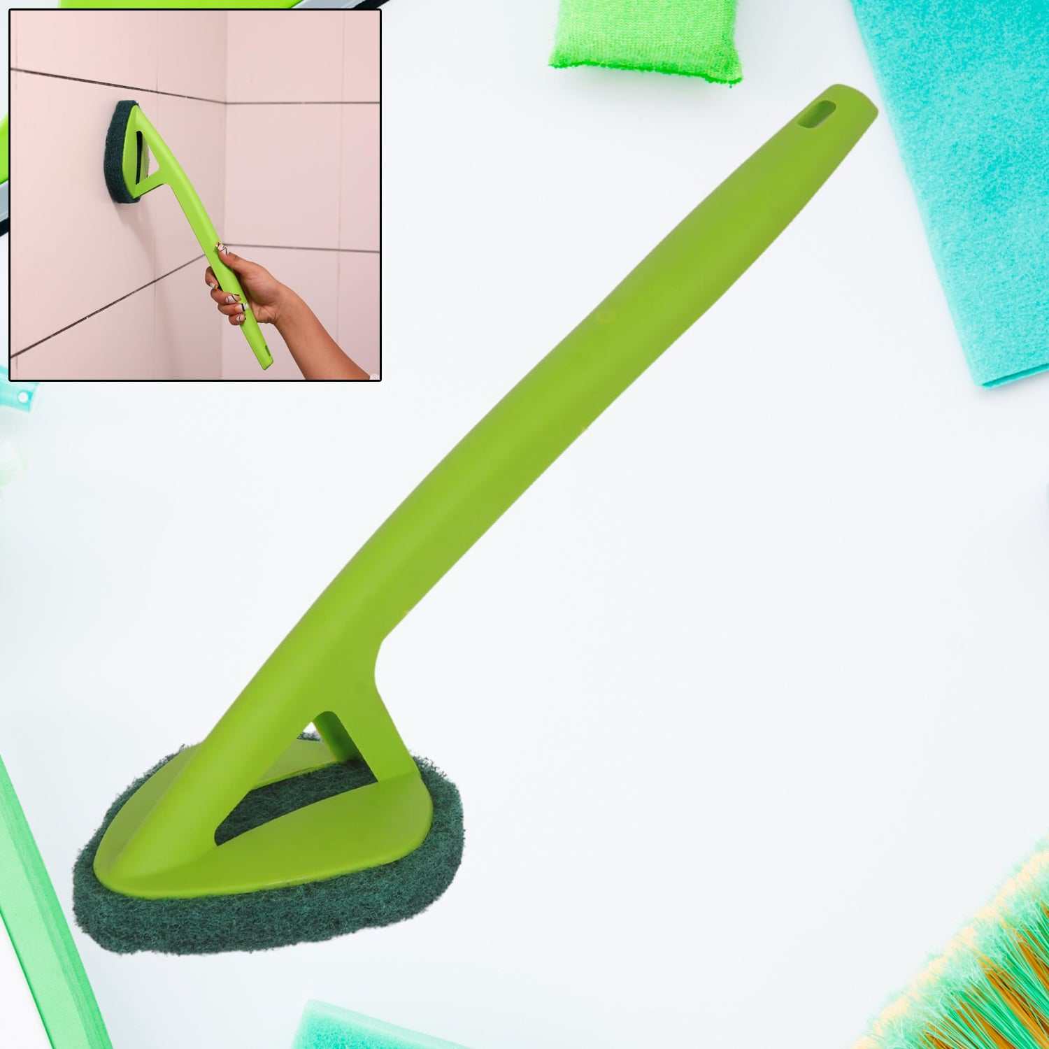 Scrubber Hockey with Long Handle – Durable Floor Cleaning Brush (1 Pc)