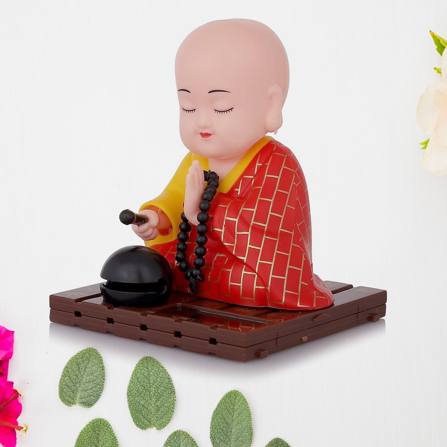 Solar Buddha Statue – Moving Head & Hand for Home & Car Decor