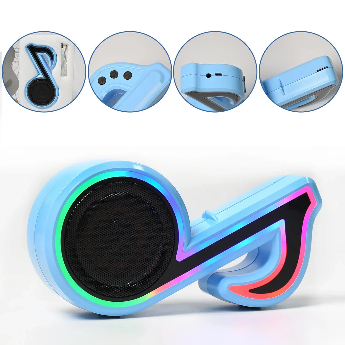 Mini Portable Music Note Speaker with LED Lights – Subwoofer Sound - fiveend.com