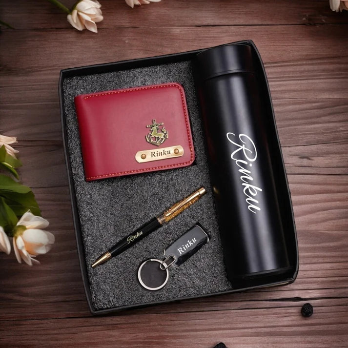 Men’s Wallet Combo – Wallet, Bottle, Pen & Keychain Gift Set