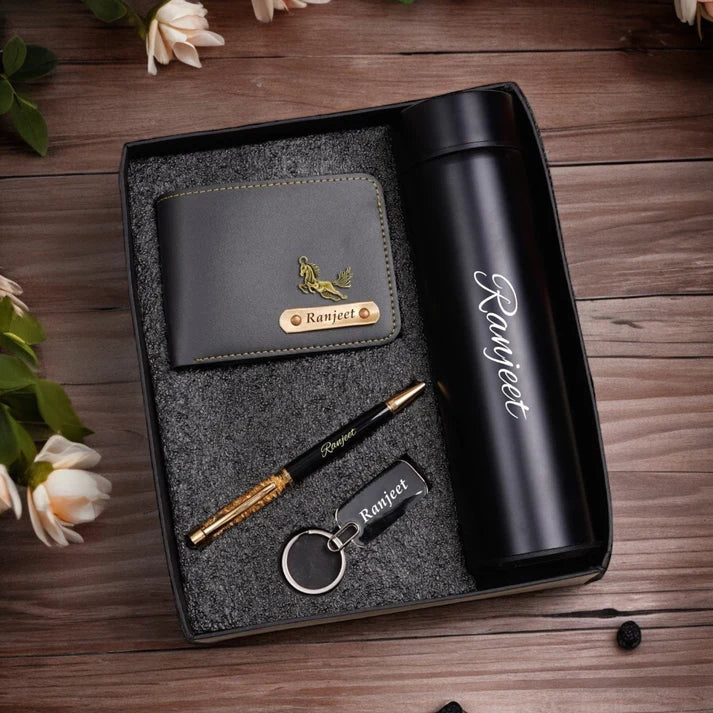 Men’s Wallet Combo – Wallet, Bottle, Pen & Keychain Gift Set