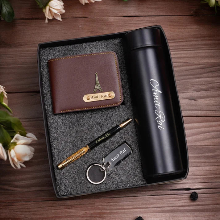 Men’s Wallet Combo – Wallet, Bottle, Pen & Keychain Gift Set
