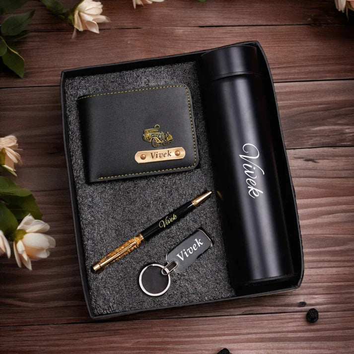 Men’s Wallet Combo – Wallet, Bottle, Pen & Keychain Gift Set