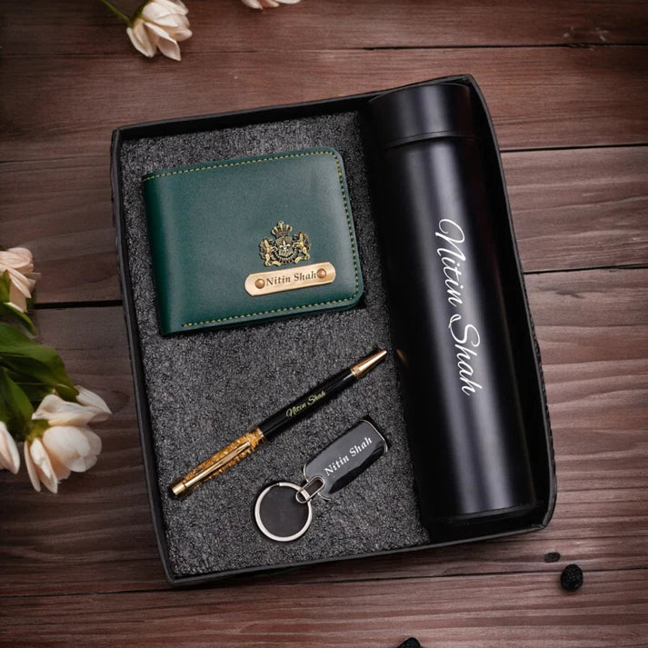 Men’s Wallet Combo – Wallet, Bottle, Pen & Keychain Gift Set