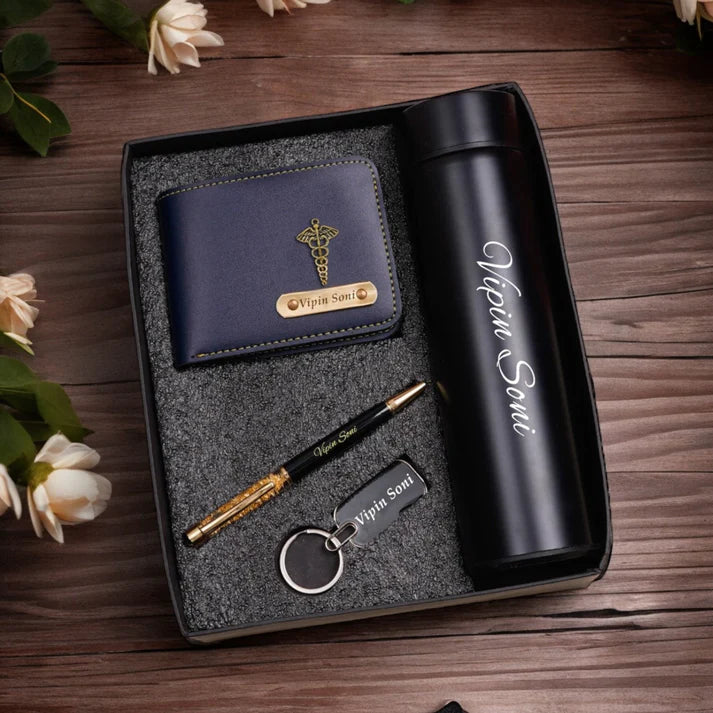 Men’s Wallet Combo – Wallet, Bottle, Pen & Keychain Gift Set