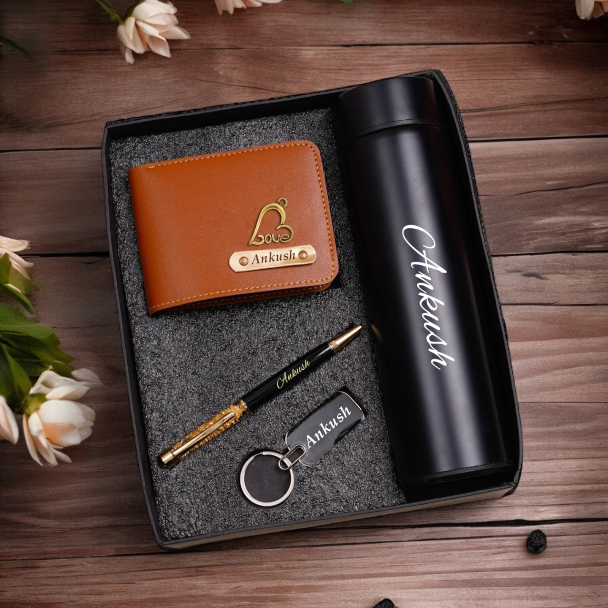Men’s Wallet Combo – Wallet, Bottle, Pen & Keychain Gift Set