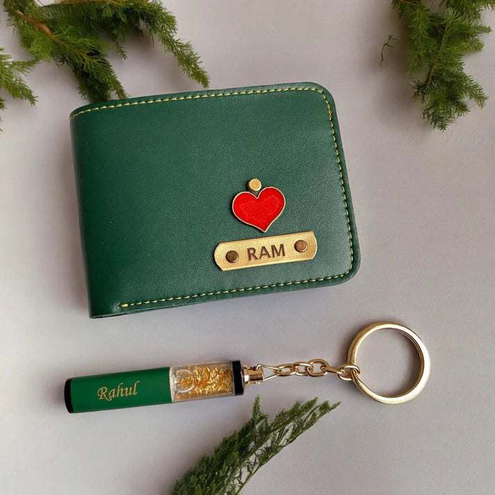 Men’s Wallet with Glitter Keychain – Stylish Gift Set for Him