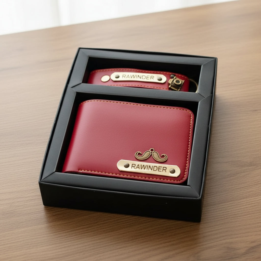 Men’s Wallet Combo – Stylish Leather Wallet + Keychain Gift Set