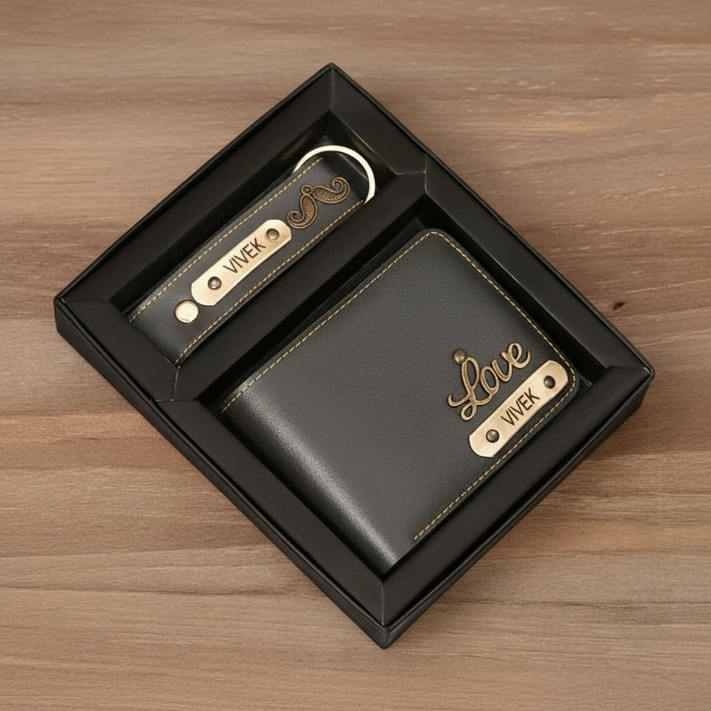 Men’s Wallet Combo – Stylish Leather Wallet + Keychain Gift Set