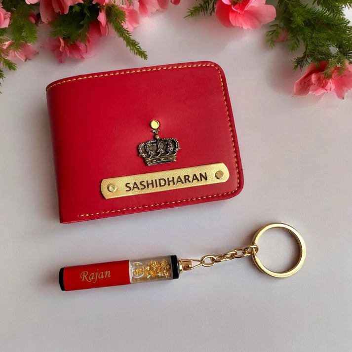 Men’s Wallet with Glitter Keychain – Stylish Gift Set for Him