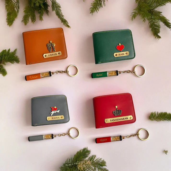 Men’s Wallet with Glitter Keychain – Stylish Gift Set for Him