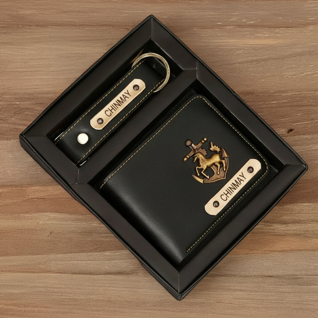 Men’s Wallet Combo – Stylish Leather Wallet + Keychain Gift Set