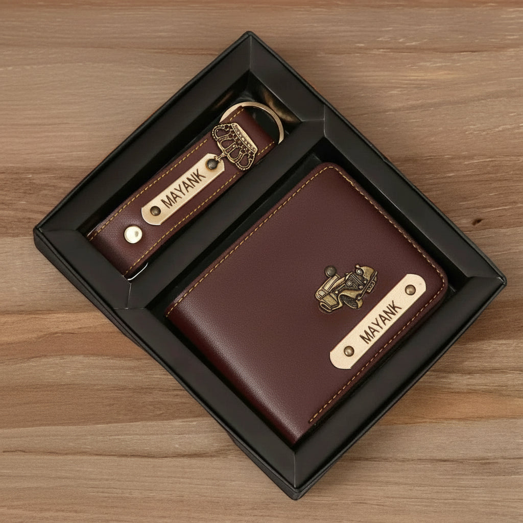 Men’s Wallet Combo – Stylish Leather Wallet + Keychain Gift Set