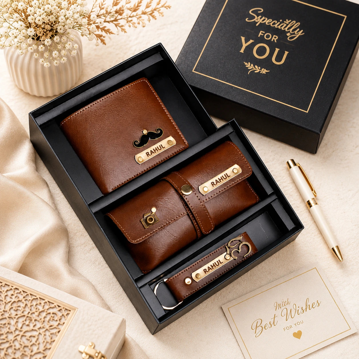 Personalized Men's Gift Set | Wallet, Goggles Case & Keychain