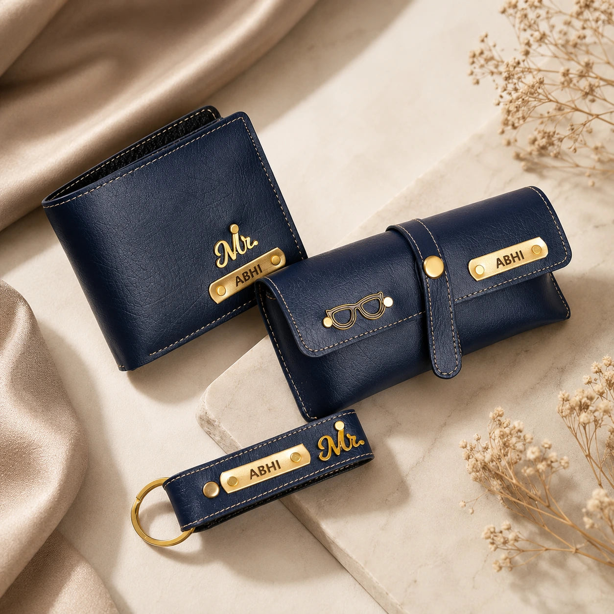 Personalized Men's Gift Set | Wallet, Goggles Case & Keychain