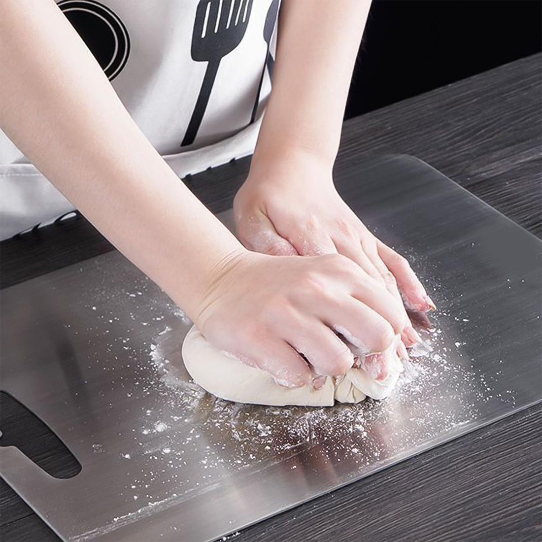 Stainless Steel Chopping Board for Fruits & Veggies – 31x20cm (1 Pc)