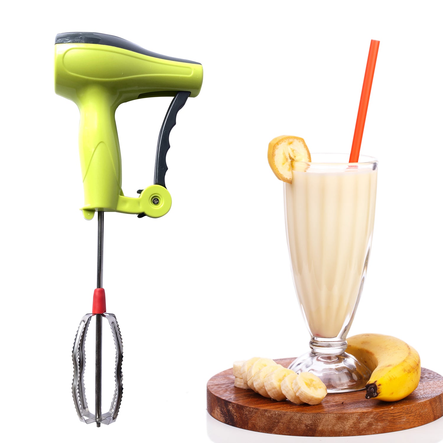 Power-Free Manual Hand Blender – Stainless Steel Blades, Mixer