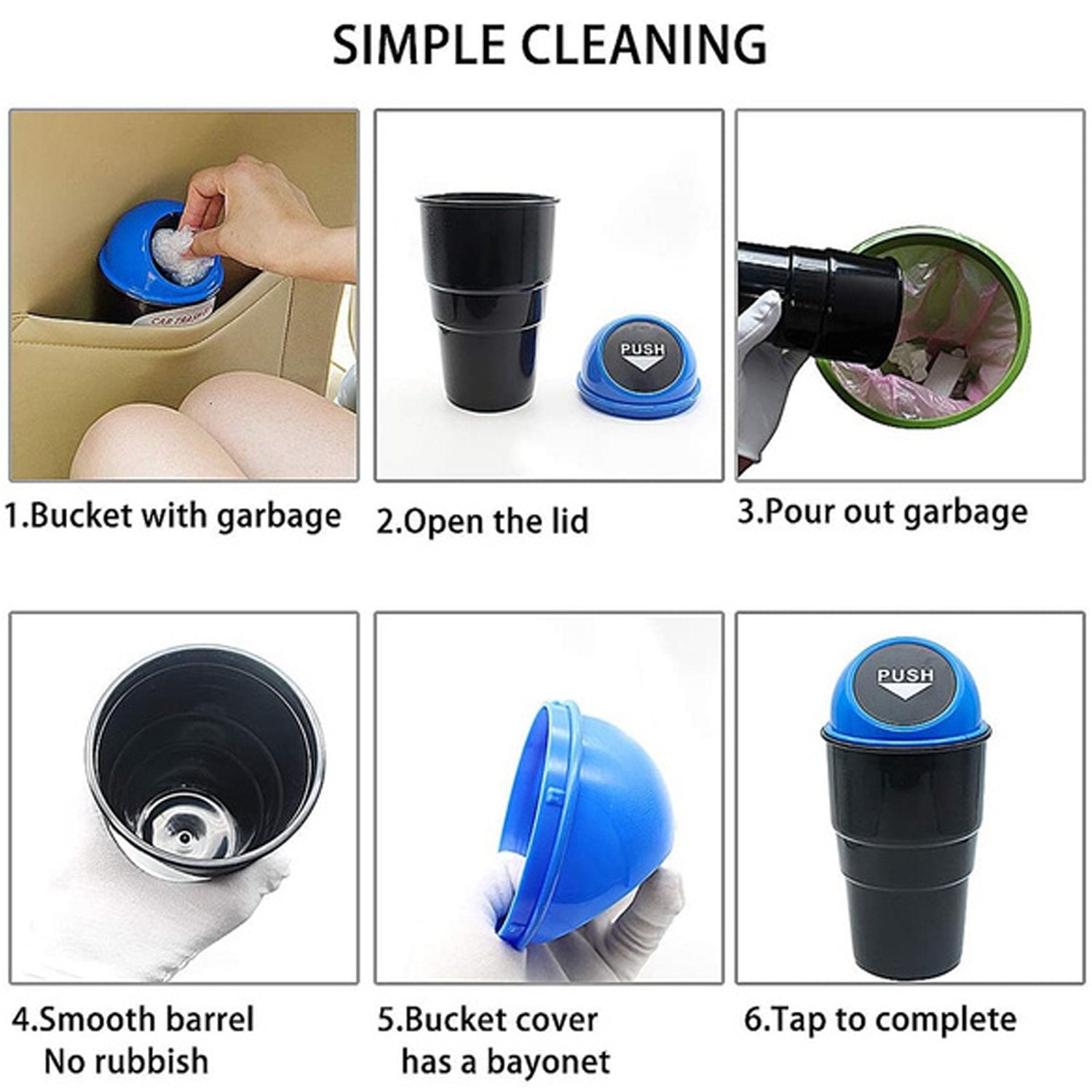 Mini Car Trash Bin – Portable Dustbin Can Holder for Vehicles