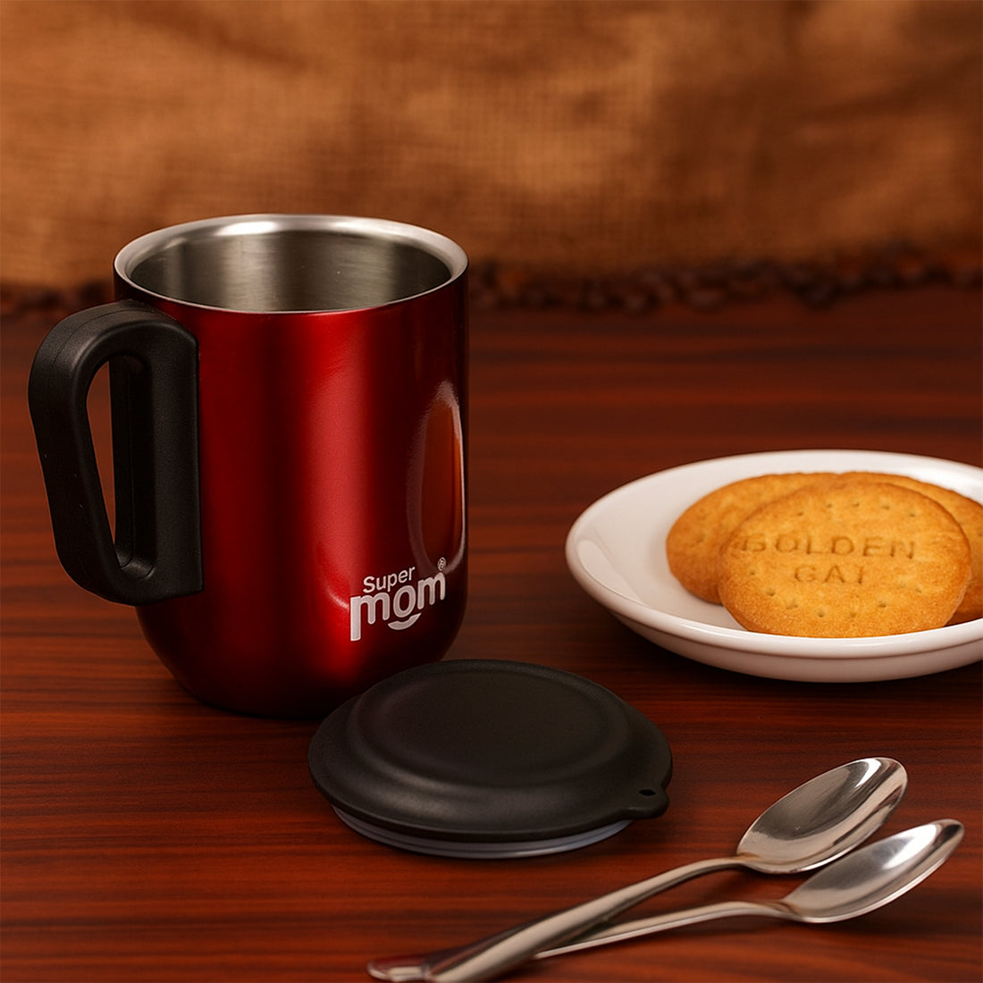 Stainless Steel Coffee Mug – Metallic Finish, 300ml (1 Pc)