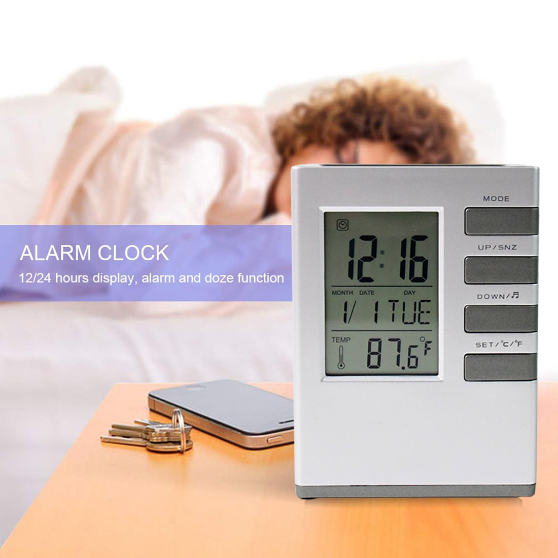 Multifunction Digital Desk Clock with Pen Holder – Cube Design