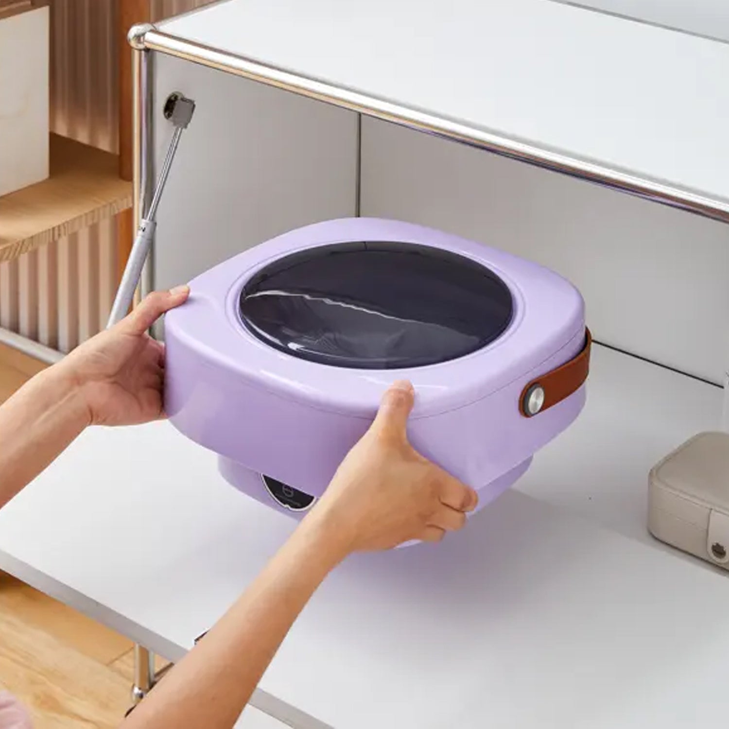 Portable Foldable Mini Washing Machine with Drain Basket for Travel & Baby Laundry